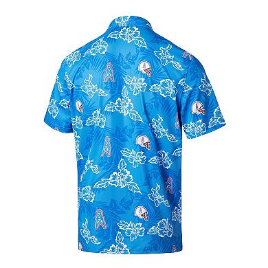 Men's Reyn Spooner Light Blue Houston Oilers Throwback Pua Performance Polo