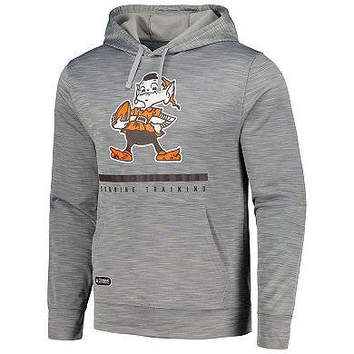 Men's Heather Gray Cleveland Browns Grid Drill Streak Fleece Pullover Hoodie