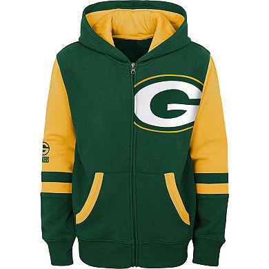 Preschool Green Green Bay Packers Stadium Color Block Full-Zip Hoodie