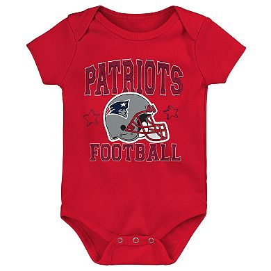 Infant Navy/Red/Gray New England Patriots Born to Be 3-Pack Bodysuit Set