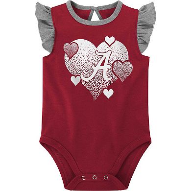 Girls Newborn & Infant Crimson/Gray Alabama Crimson Tide Spread the Love 2-Pack Bodysuit Set