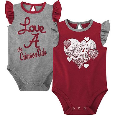 Girls Newborn & Infant Crimson/Gray Alabama Crimson Tide Spread the Love 2-Pack Bodysuit Set