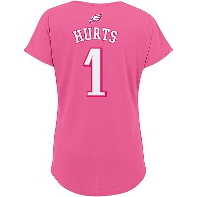 Girls Youth Jalen Hurts Pink Philadelphia Eagles Player Name Number T Shirt