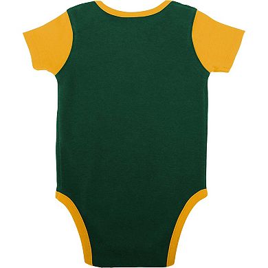 Newborn & Infant Green/Gold Green Bay Packers Home Field Advantage Three-Piece Bodysuit, Bib & Booties Set