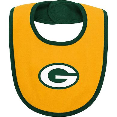 Newborn & Infant Green/Gold Green Bay Packers Home Field Advantage Three-Piece Bodysuit, Bib & Booties Set