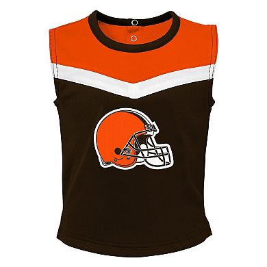 Girls Toddler Brown Cleveland Browns Spirit Cheer Three-Piece Cheerleader Set
