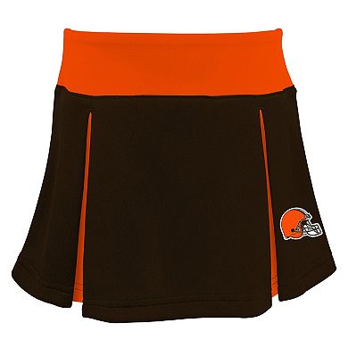 Girls Toddler Brown Cleveland Browns Spirit Cheer Three-Piece Cheerleader Set
