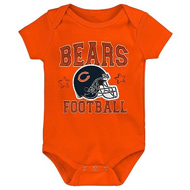 Infant Navy/Orange/Heather Gray Chicago Bears Born to Be 3-Pack Bodysuit Set