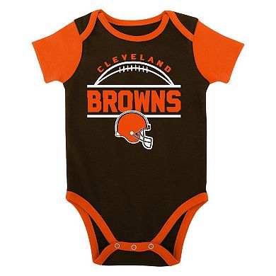 Newborn & Infant Brown/Orange Cleveland Browns Home Field Advantage Three-Piece Bodysuit, Bib & Booties Set