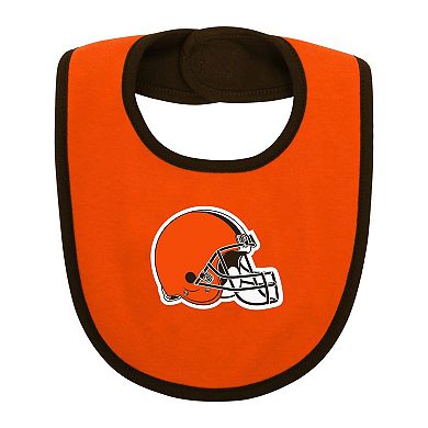 Newborn & Infant Brown/Orange Cleveland Browns Home Field Advantage Three-Piece Bodysuit, Bib & Booties Set