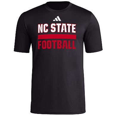 Men's adidas  Black NC State Wolfpack Sideline Strategy Glow Pregame T-Shirt