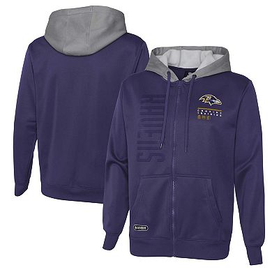 Men's Purple Baltimore Ravens Combine Authentic Field Play Full-Zip Hoodie Sweatshirt