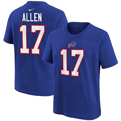 Youth Nike Josh Allen Royal Buffalo Bills Player Name & Number T-Shirt