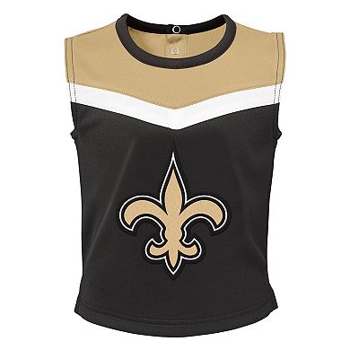 Girls Toddler Black New Orleans Saints Spirit Cheer Three-Piece Cheerleader Set