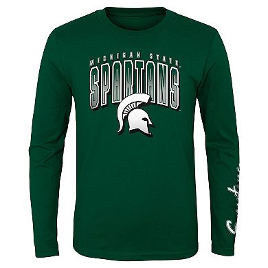 Preschool Green/Heather Gray Michigan State Spartans Fan Wave Short & Long Sleeve T-Shirt Combo Pack
