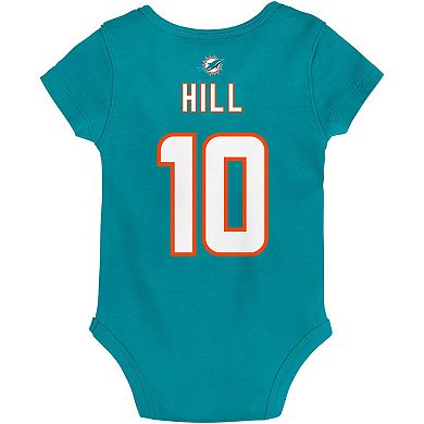 Newborn & Infant Tyreek Hill Aqua Miami Dolphins Mainliner Player Name & Number Bodysuit