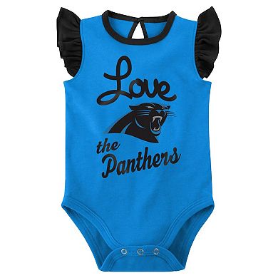 Girls Newborn & Infant Black/Blue Carolina Panthers Spread the Love 2-Pack Bodysuit Set