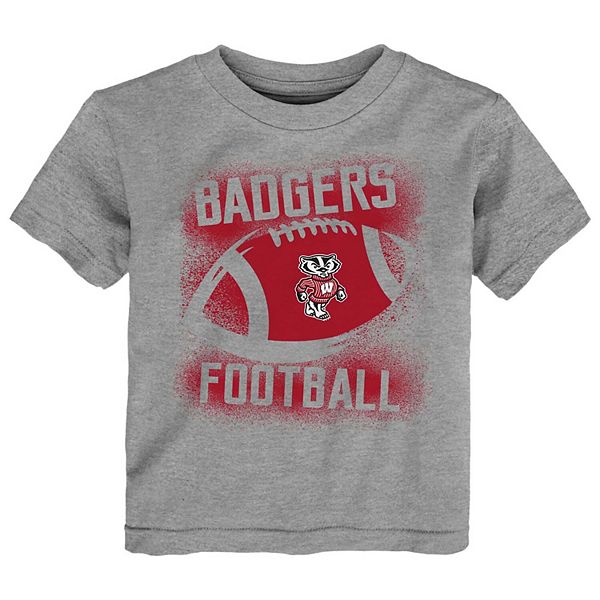 Toddler Heather Gray Wisconsin Badgers Stencil T-Shirt
