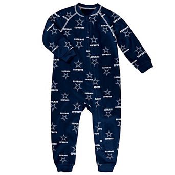 Toddler Navy Dallas Cowboys Allover Print Raglan Full-Zip Sleeper