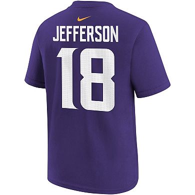 Youth Nike Justin Jefferson Purple Minnesota Vikings Player Name & Number T-Shirt