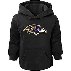 Women's Fanatics Branded Heathered Charcoal Baltimore Ravens Historic Logo  Sport Resort Vintage Arc Cropped Raw Edge Pullover Hoodie