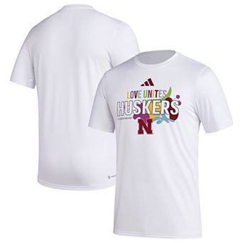Men's adidas x Rich Mnisi Pride Collection White Nebraska Huskers Pregame AEROREADY T-Shirt
