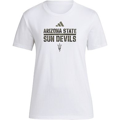 Women's adidas White Arizona State Sun Devils AEROREADY Military Appreciation Pregame T-Shirt