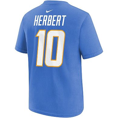 Youth Nike Justin Herbert Powder Blue Los Angeles Chargers Player Name & Number T-Shirt