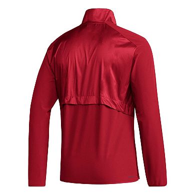 Men's adidas Scarlet Nebraska Huskers Sideline AEROREADY Raglan Sleeve Quarter-Zip Jacket