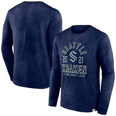 Men's Fanatics Branded Heather Deep Sea Blue Seattle Kraken Keep The Zone Long Sleeve T-Shirt