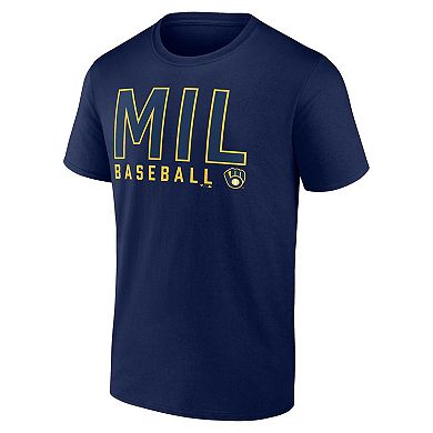 Men's Fanatics Branded Navy/White Milwaukee Brewers Two-Pack Combo T-Shirt Set