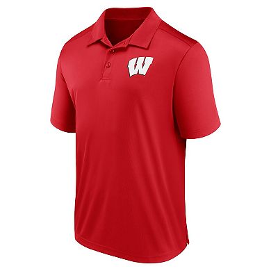 Men's Fanatics Branded Red Wisconsin Badgers Left Side Block Polo