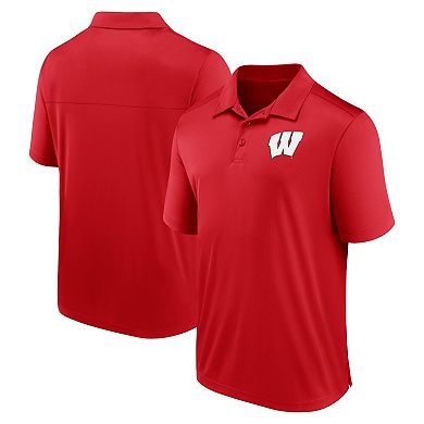 Men's Fanatics Branded Red Wisconsin Badgers Left Side Block Polo