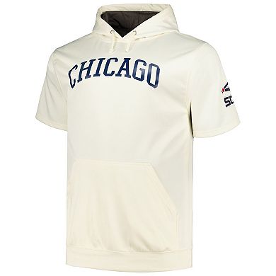 Men's Profile Oatmeal Chicago White Sox Big & Tall Contrast Short Sleeve Pullover Hoodie