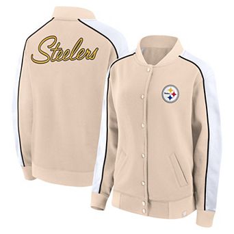 Women's Fanatics Branded Tan Pittsburgh Steelers Lounge Full-Snap Varsity Jacket