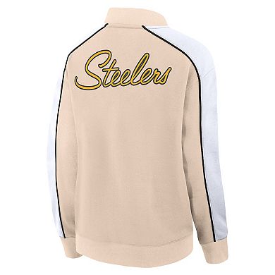 Women's Fanatics Branded Tan Pittsburgh Steelers Lounge Full-Snap Varsity Jacket