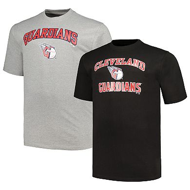Men's Profile Black/Heather Gray Cleveland Guardians Big & Tall T-Shirt Combo Pack