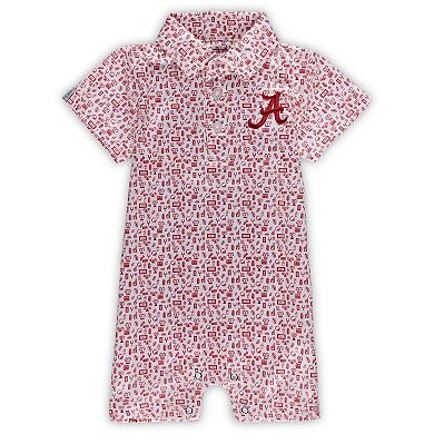 Infant Garb White Alabama Crimson Tide Crew All-Over Print Polo Bodysuit