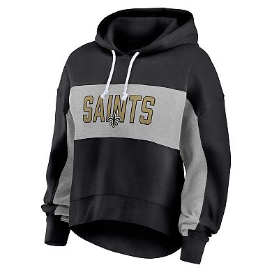 Women's Fanatics Branded Black New Orleans Saints Filled Stat Sheet Pullover Hoodie