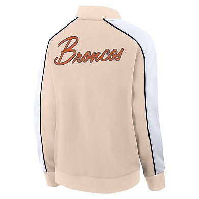 Women's Fanatics Branded Tan Denver Broncos Lounge Full-Snap Varsity Jacket
