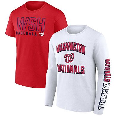 Men's Fanatics Branded Red/White Washington Nationals Two-Pack Combo T-Shirt Set