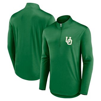 Men's Fanatics Branded Green Oregon Ducks Quarterback Mock Neck Quarter-Zip Top