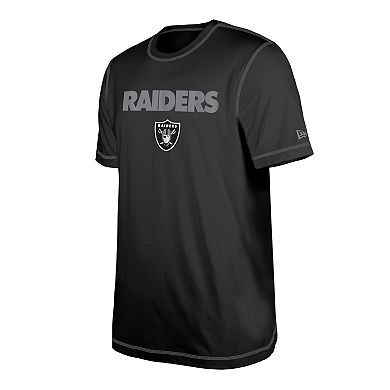 Men's New Era Black Las Vegas Raiders Third Down Puff Print T-Shirt