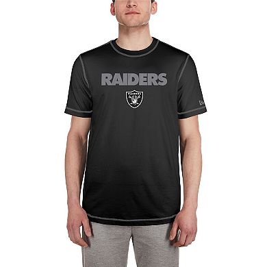 Men's New Era Black Las Vegas Raiders Third Down Puff Print T-Shirt