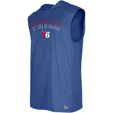 Men's New Era Heather Royal Philadelphia 76ers Hoodie Sleeveless T-Shirt