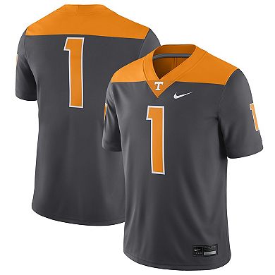 Men's Nike #1 Anthracite Tennessee Volunteers Alternate Game Jersey