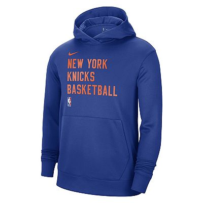 Unisex Nike Blue New York Knicks 2023 24 Performance Spotlight On Court Practice Pullover Hoodie