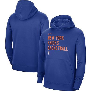 Unisex Nike Blue New York Knicks 2023/24 Performance Spotlight On-Court Practice Pullover Hoodie
