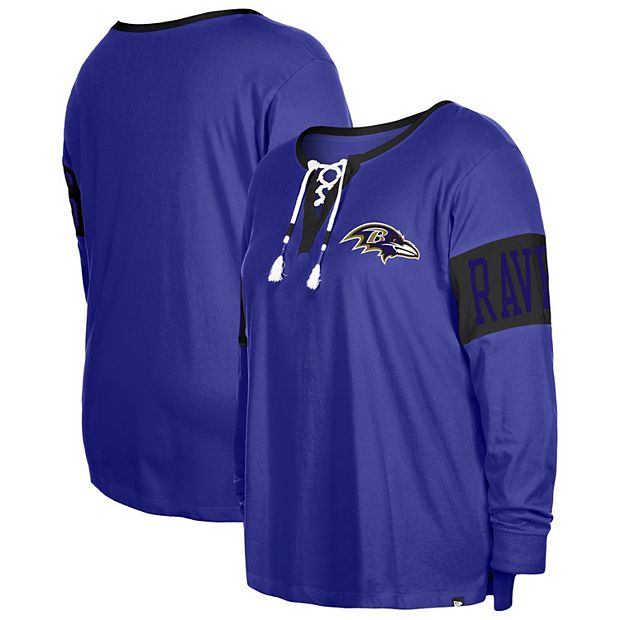 New Era Women's New Era Purple Baltimore Ravens Plus Size Lace-Up Notch  Neck Long Sleeve T-Shirt