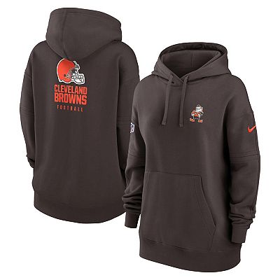 Women s Nike Brown Cleveland Browns 2023 Sideline Club Fleece Pullover Hoodie